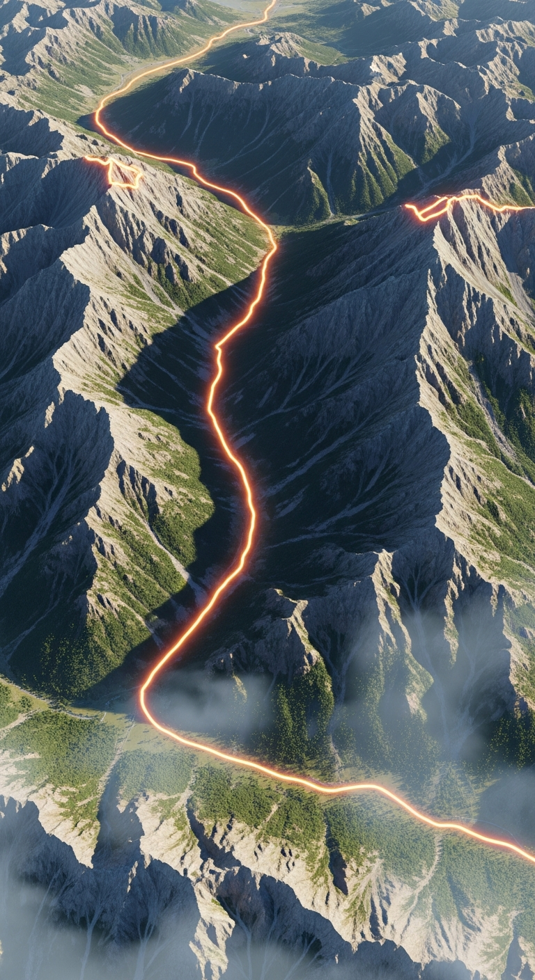 3D terrain route flyover